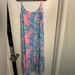 Lilly Pulitzer Pink and Blue Winni midi Dress